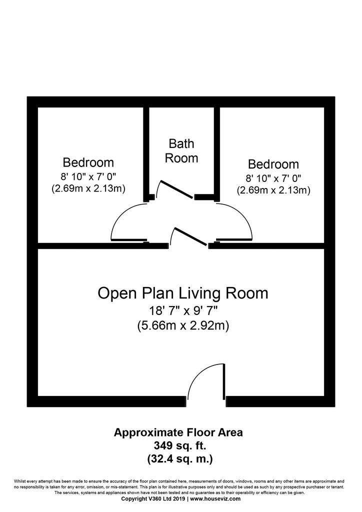 2 bedroom bungalow for sale - floorplan