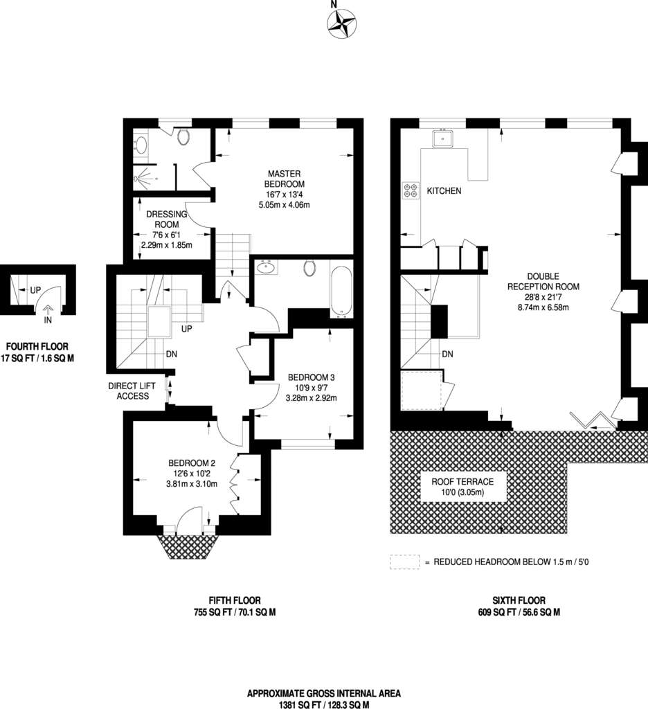 3 bedroom penthouse apartment to rent - floorplan