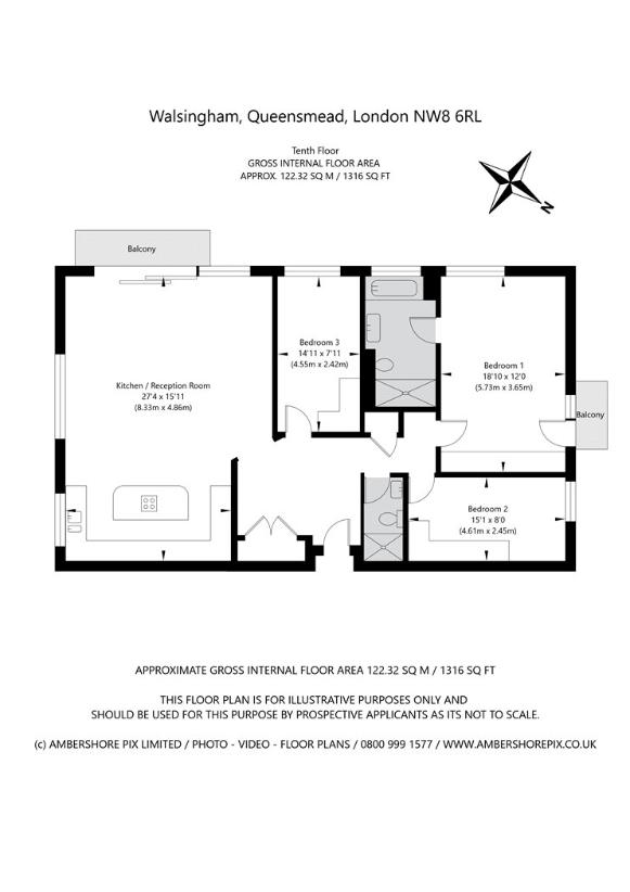 3 bedroom flat for sale - floorplan