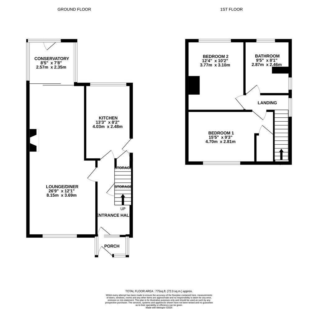 2 bedroom semi-detached house for sale - floorplan