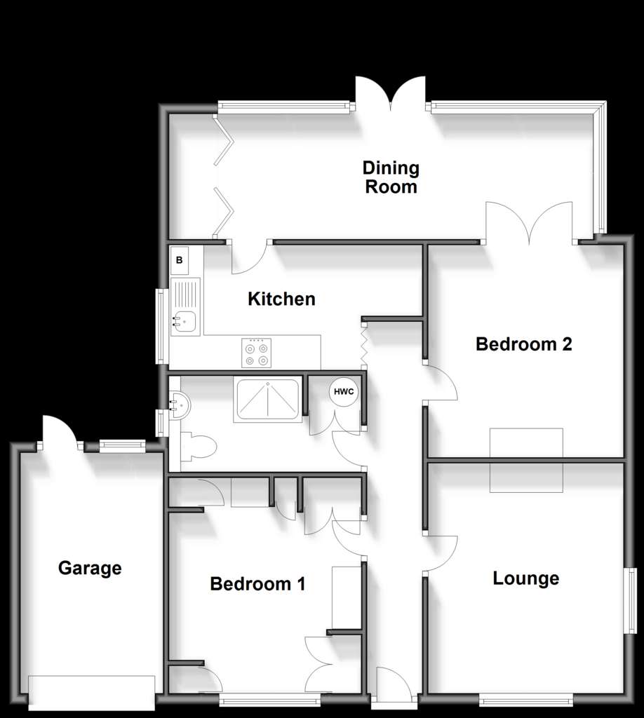 2 bedroom bungalow for sale - floorplan