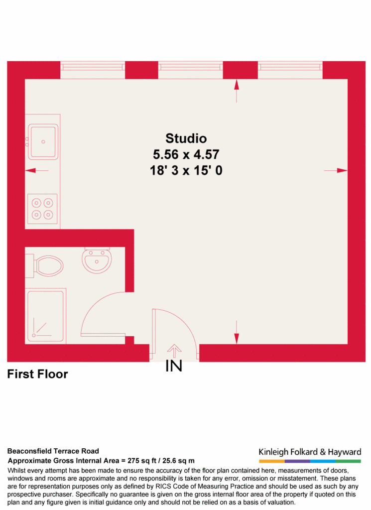 Studio flat to rent - floorplan