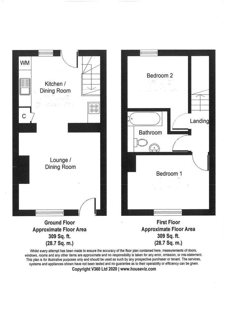 2 bedroom end of terrace house for sale - floorplan