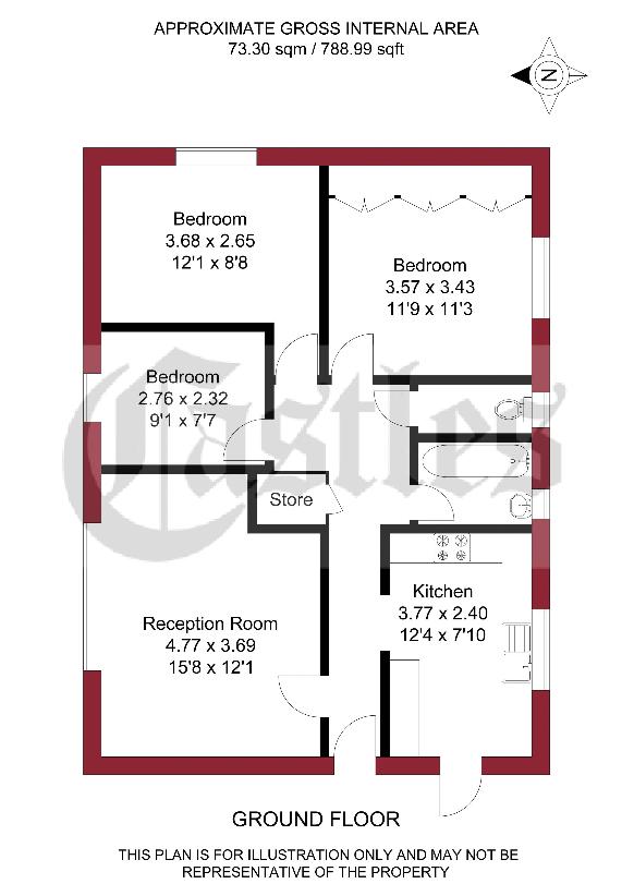 3 bedroom flat for sale - floorplan