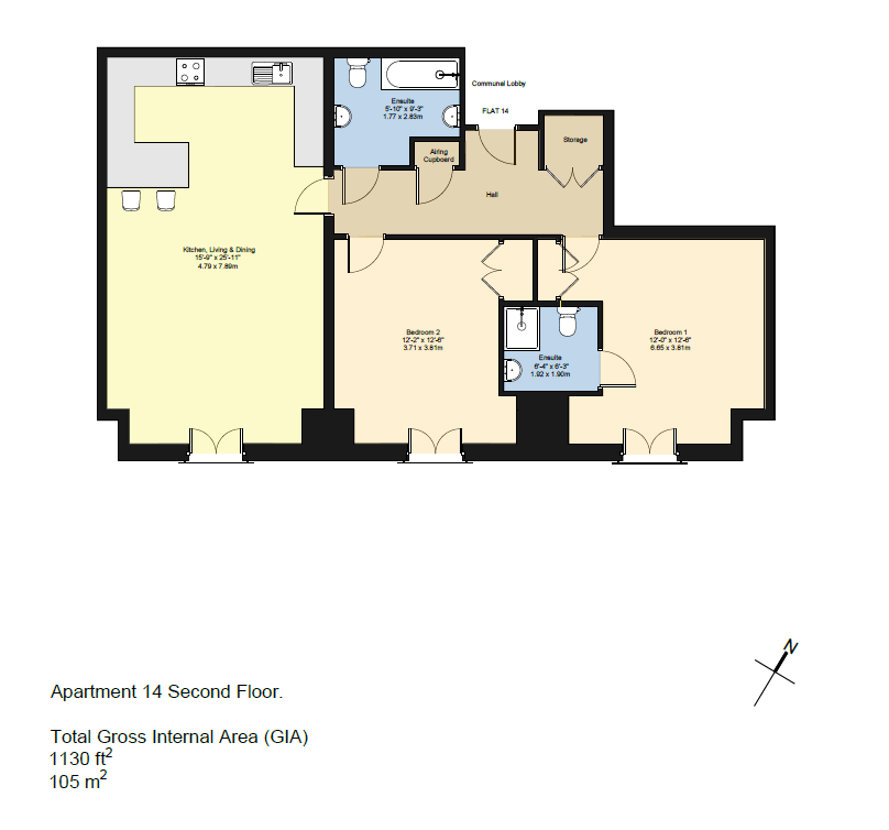 2 bedroom flat for sale - floorplan