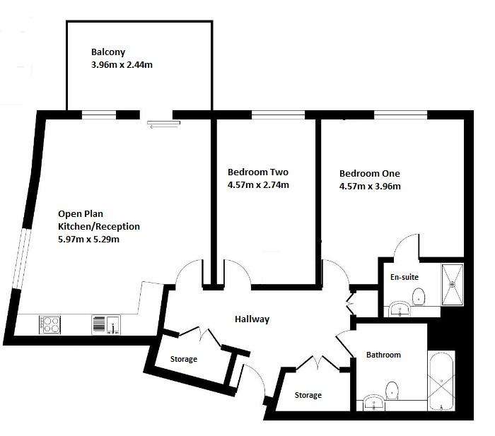 2 bedroom flat for sale - floorplan