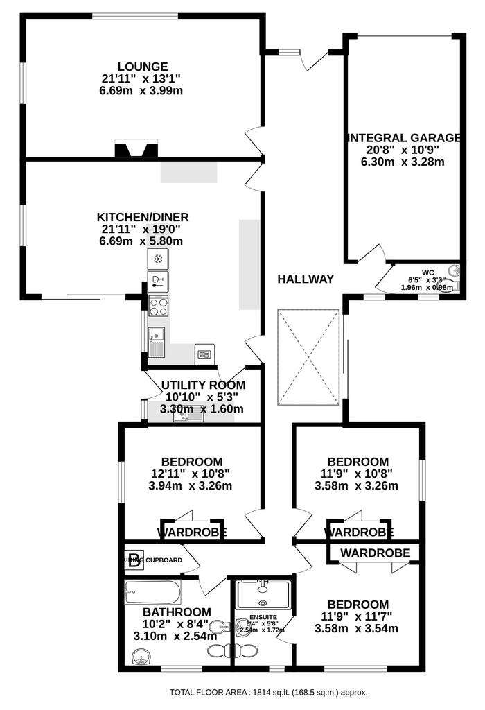 3 bedroom detached house for sale - floorplan