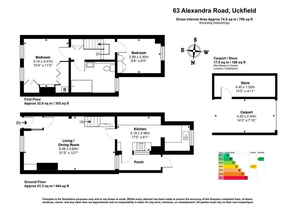 2 bedroom end of terrace house for sale - floorplan