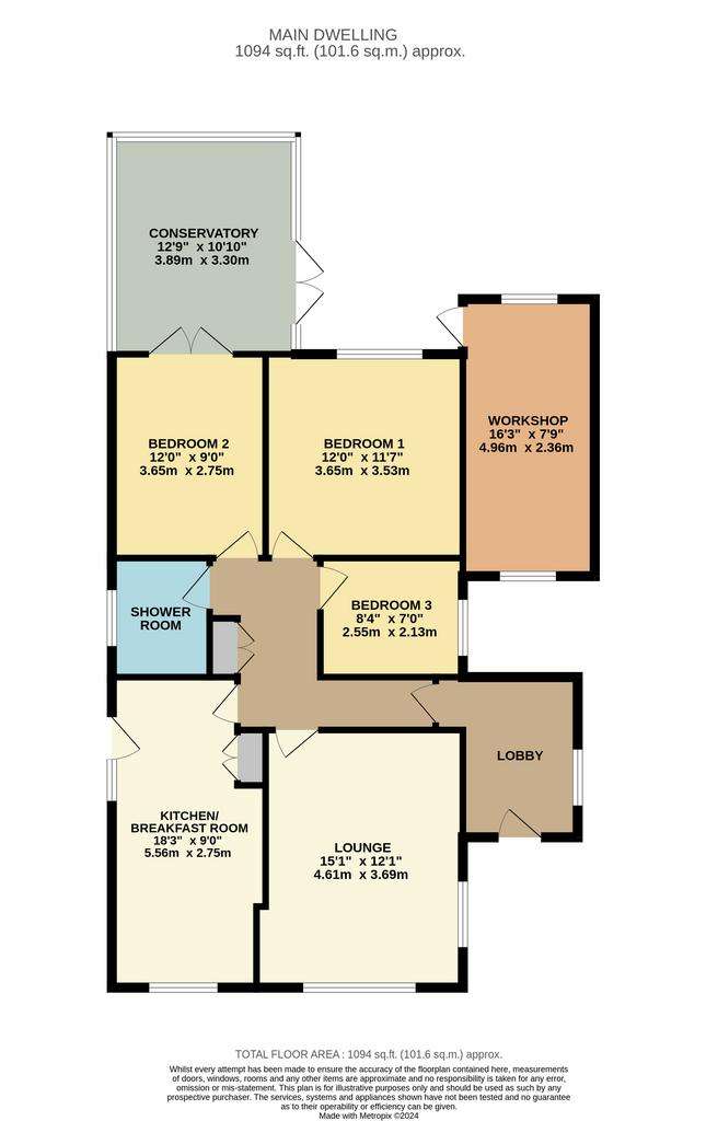 3 bedroom bungalow for sale - floorplan