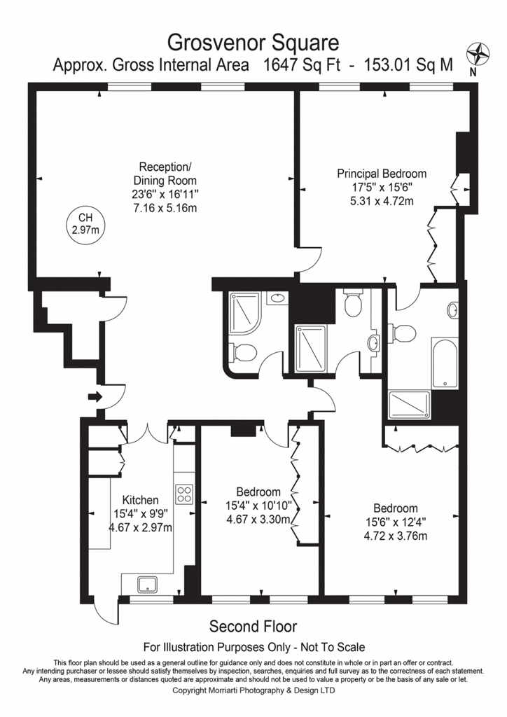 3 bedroom flat to rent - floorplan