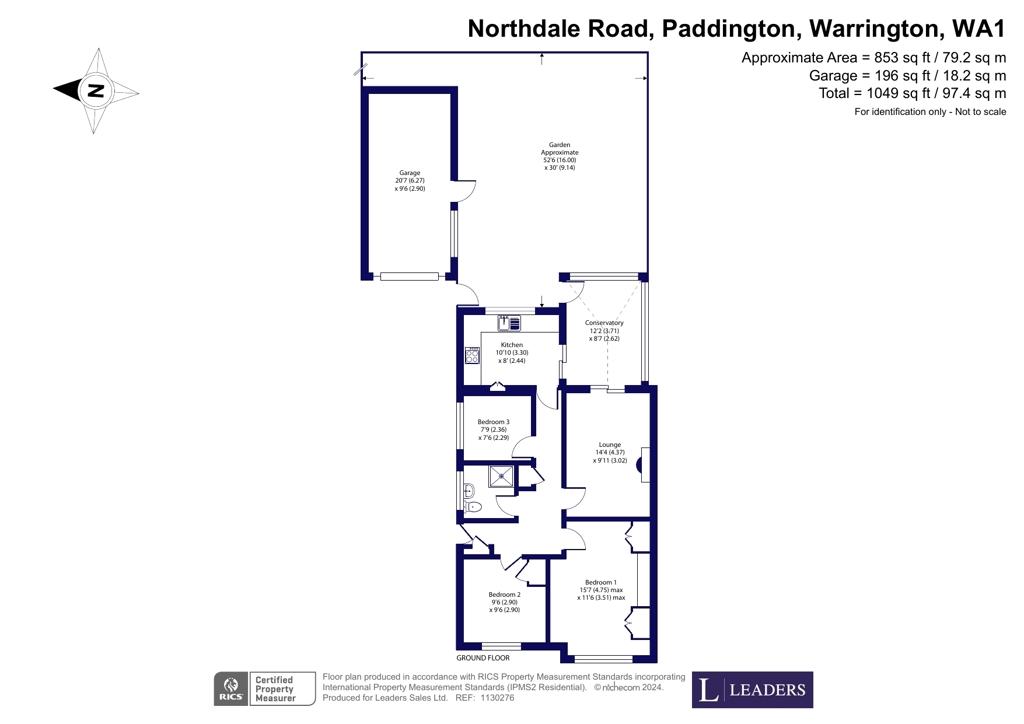 3 bedroom bungalow for sale - floorplan