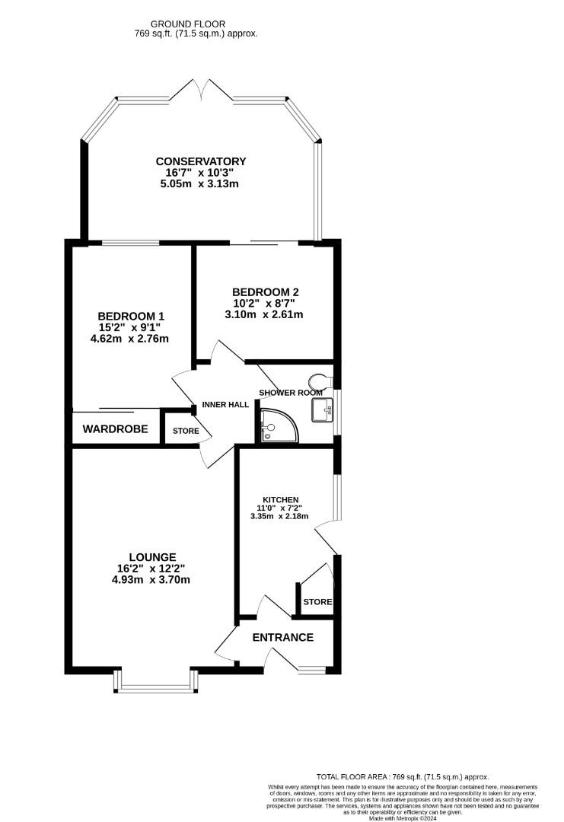 2 bedroom bungalow for sale - floorplan