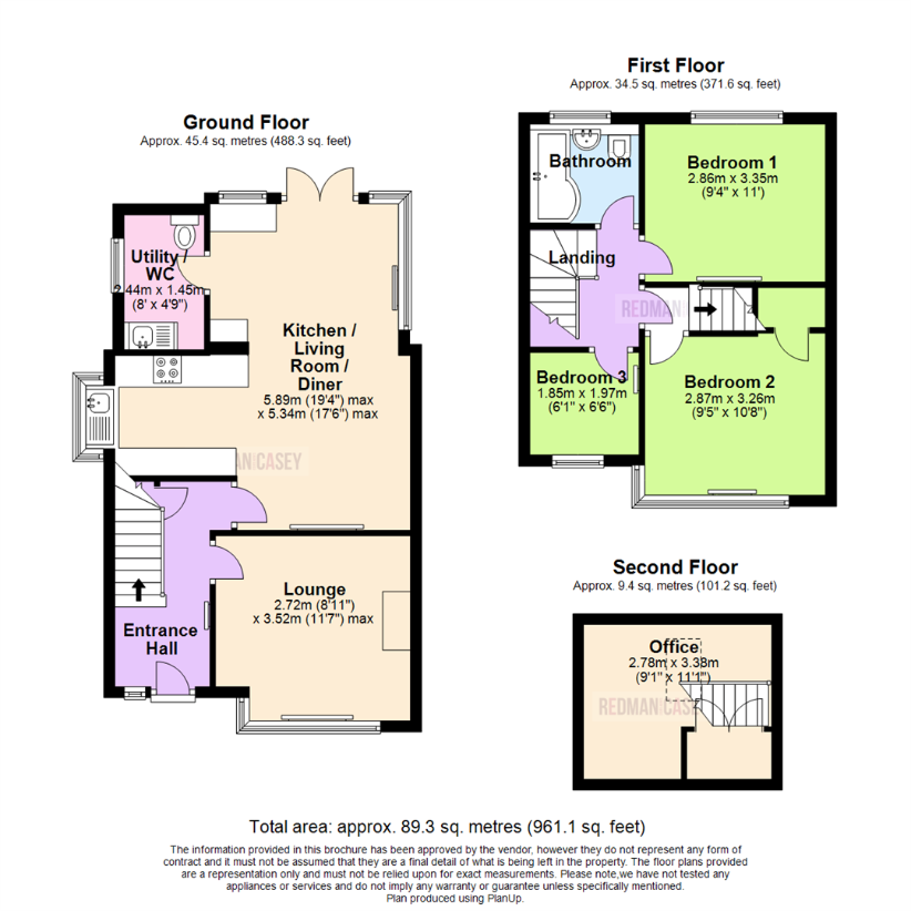 3 bedroom semi-detached house for sale - floorplan