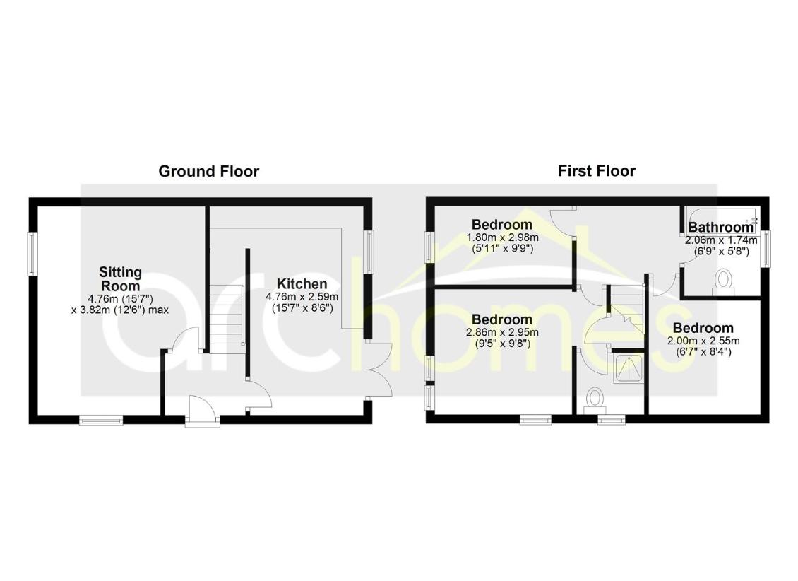 3 bedroom semi-detached house for sale - floorplan