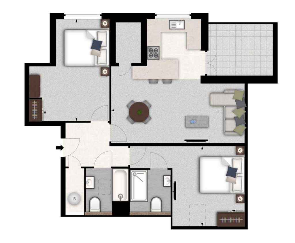 2 bedroom penthouse apartment to rent - floorplan