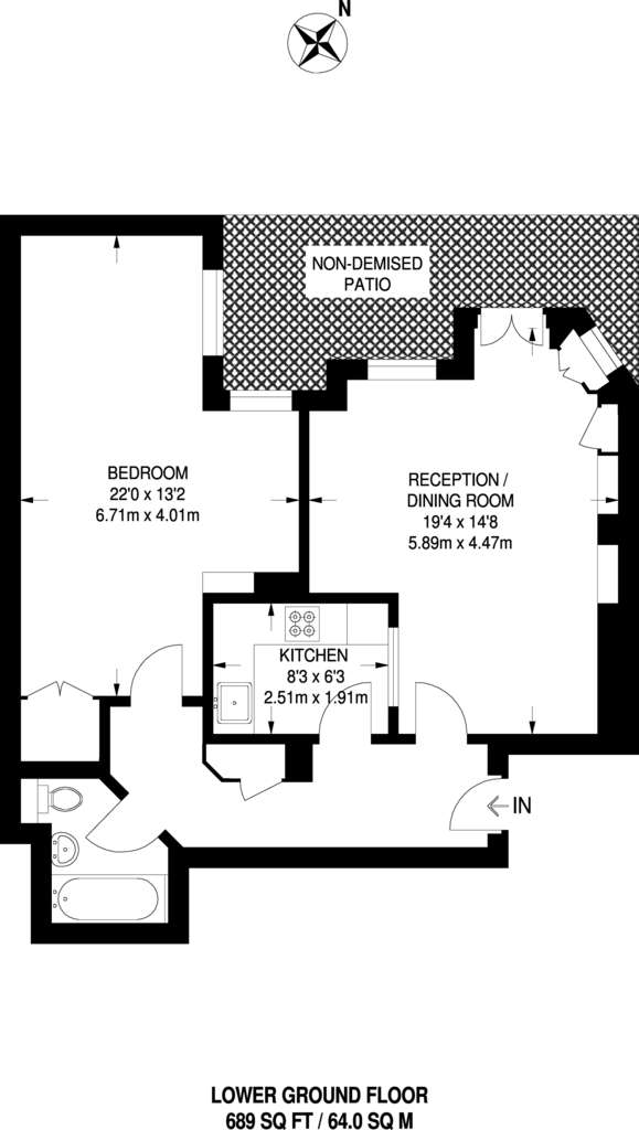 1 bedroom flat to rent - floorplan