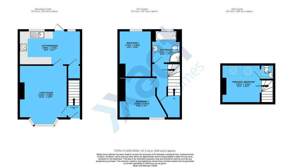 3 bedroom terraced house for sale - floorplan