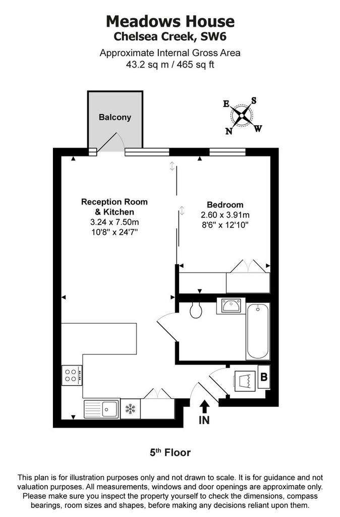 1 bedroom flat to rent - floorplan