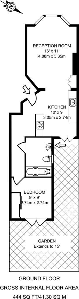 1 bedroom flat to rent - floorplan