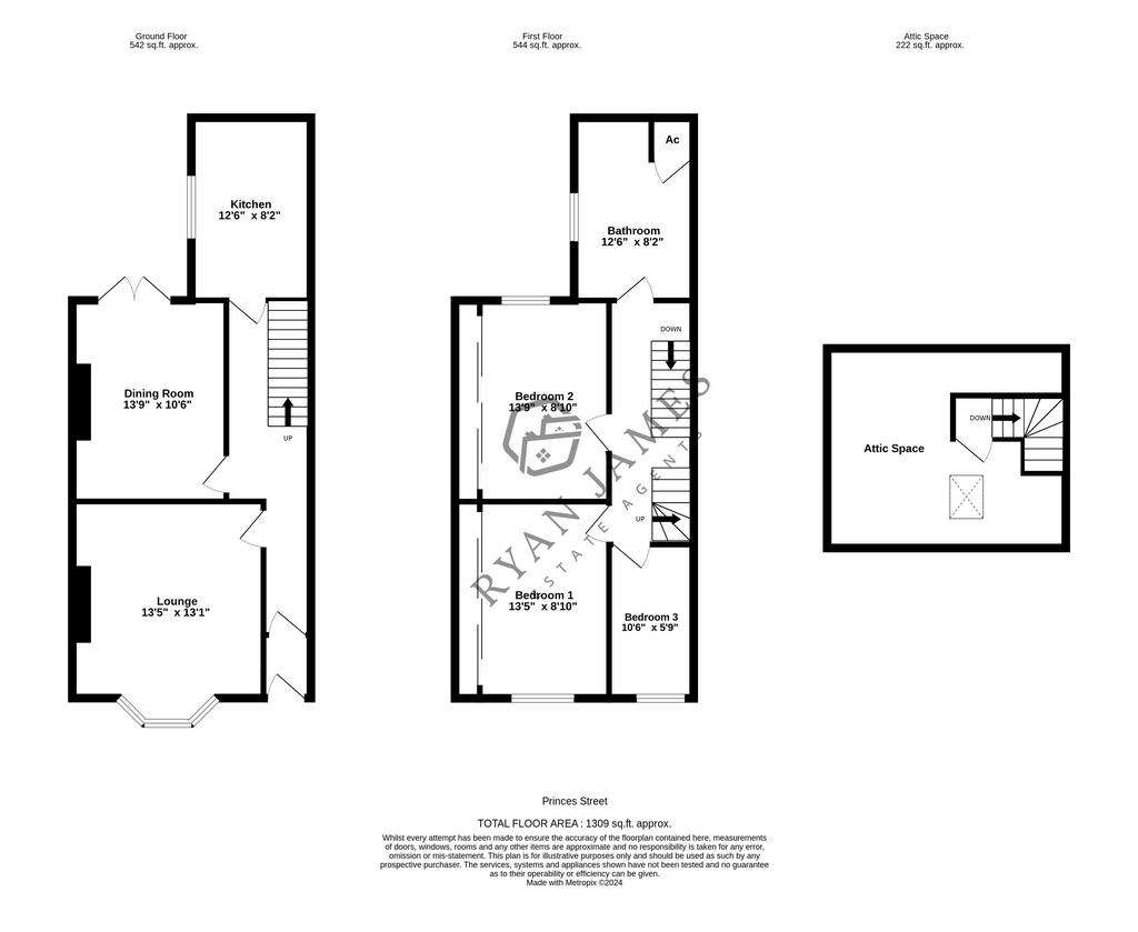 3 bedroom terraced house for sale - floorplan