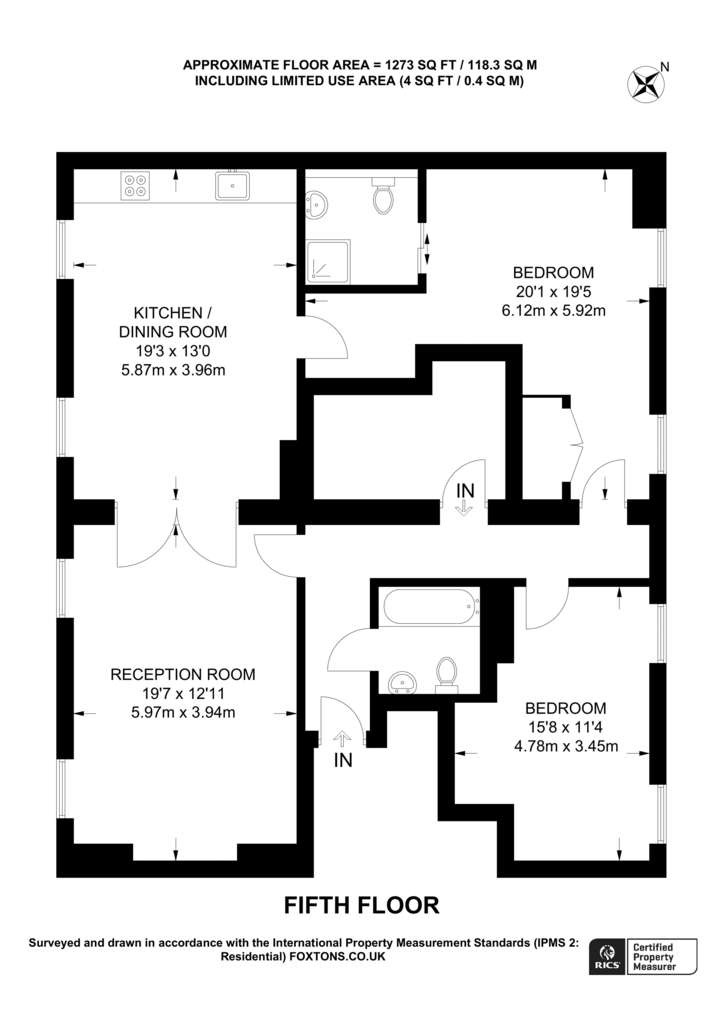 2 bedroom flat to rent - floorplan