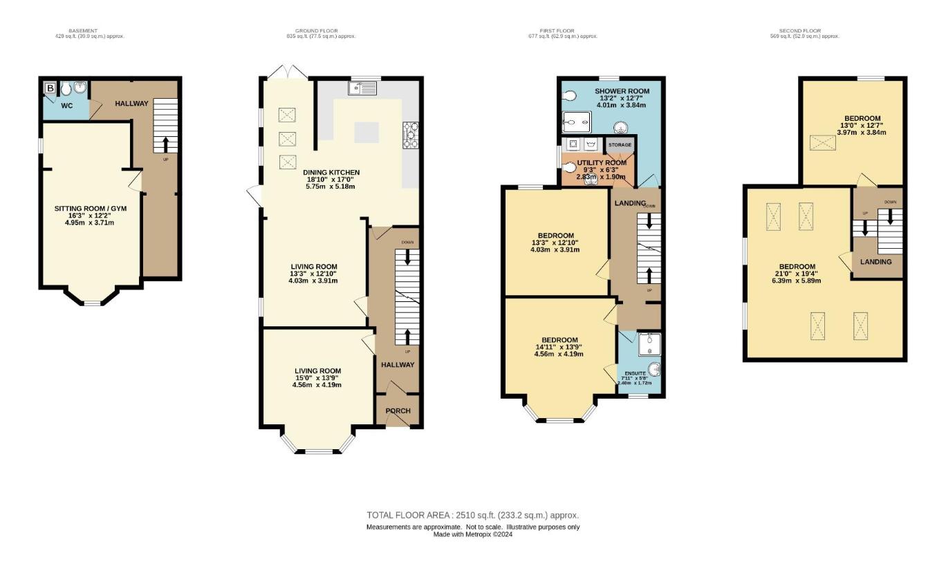 4 bedroom semi-detached house for sale - floorplan