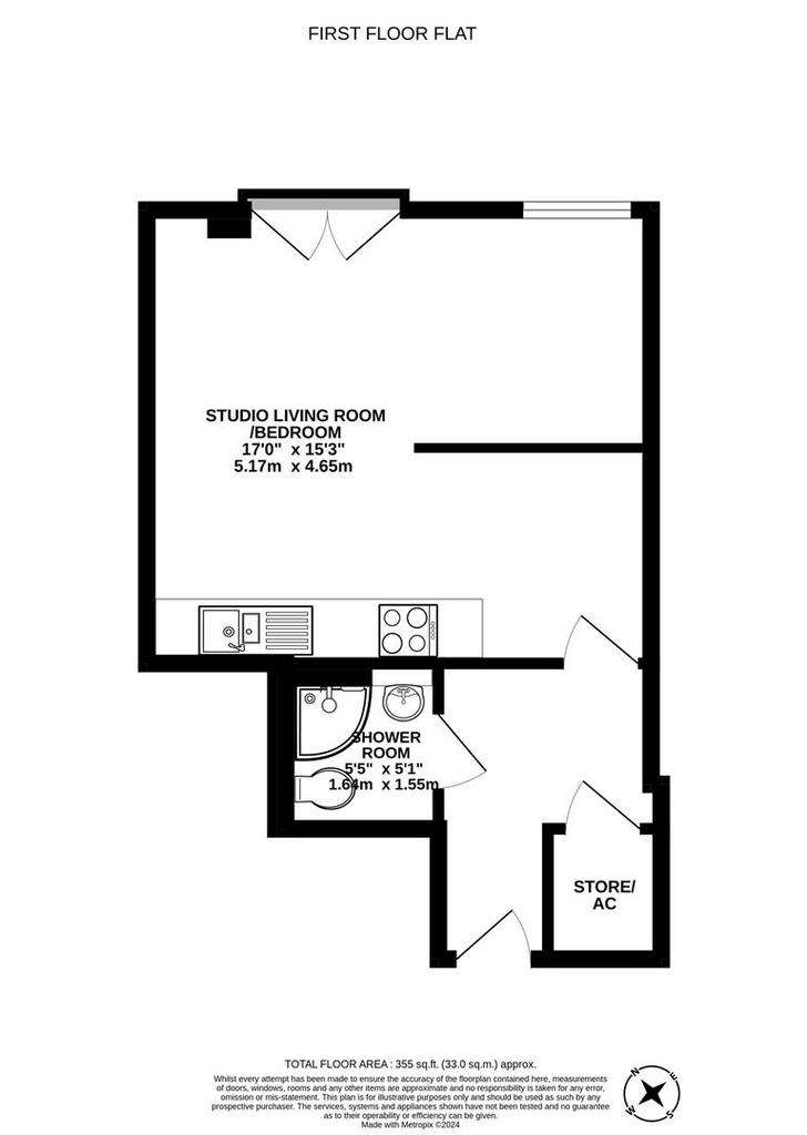 Studio flat for sale - floorplan