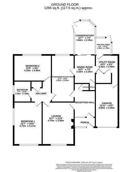 2 bedroom detached bungalow for sale - floorplan