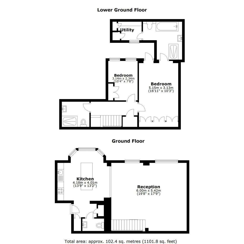 2 bedroom flat to rent - floorplan