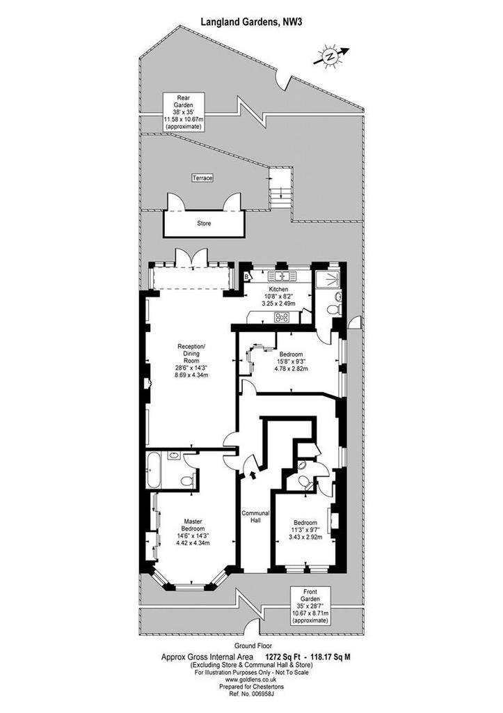 3 bedroom flat to rent - floorplan