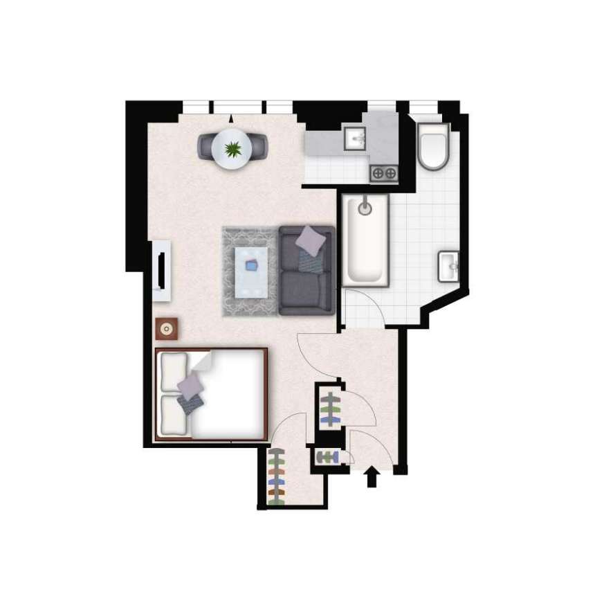 Studio flat to rent - floorplan