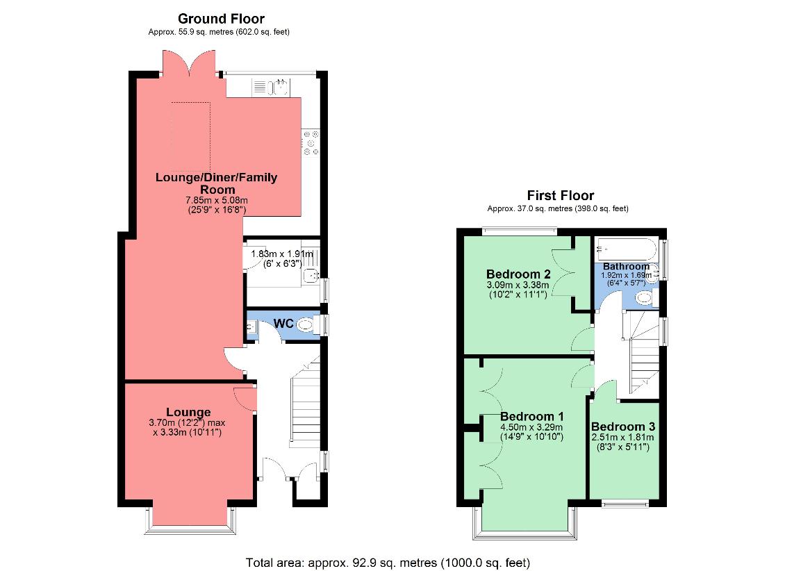 3 bedroom property for sale - floorplan