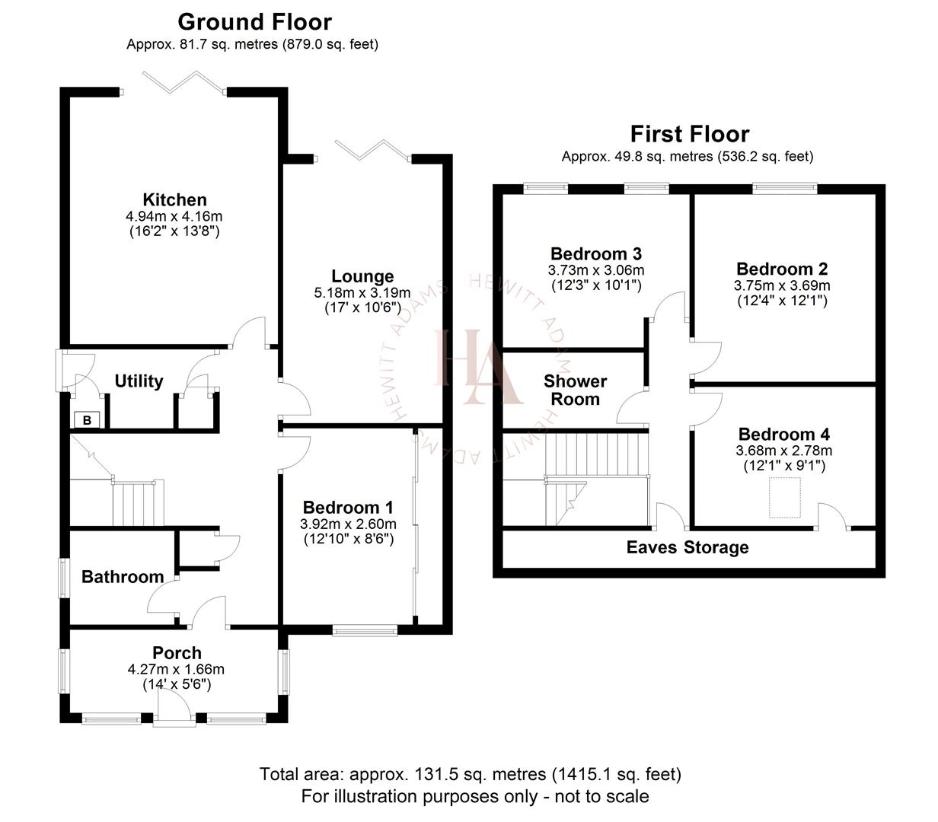 4 bedroom bungalow for sale - floorplan