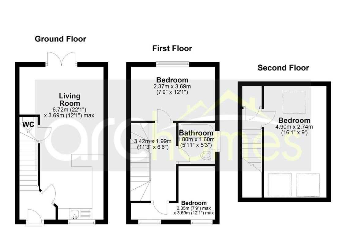 3 bedroom semi-detached house for sale - floorplan