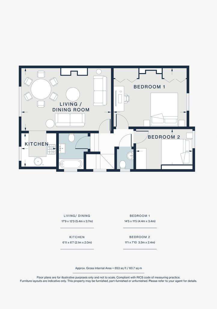 2 bedroom flat to rent - floorplan