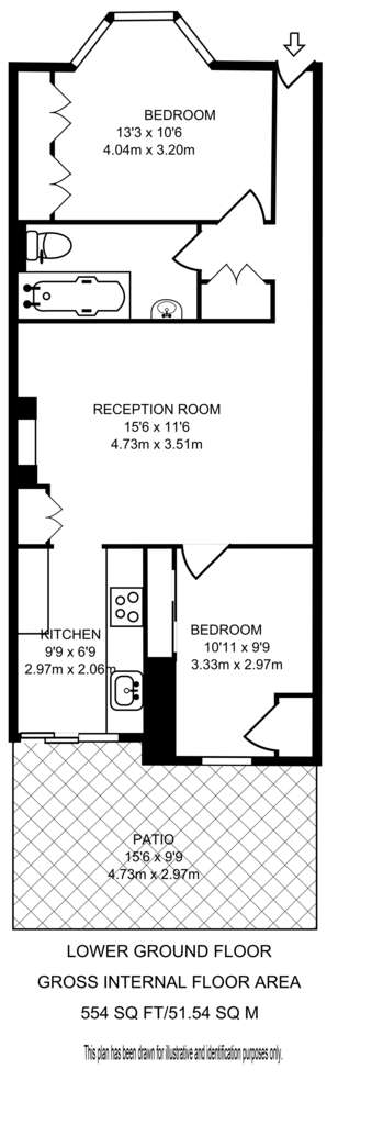 2 bedroom flat to rent - floorplan