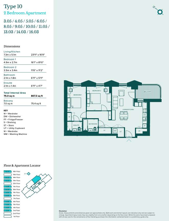 2 bedroom flat for sale - floorplan