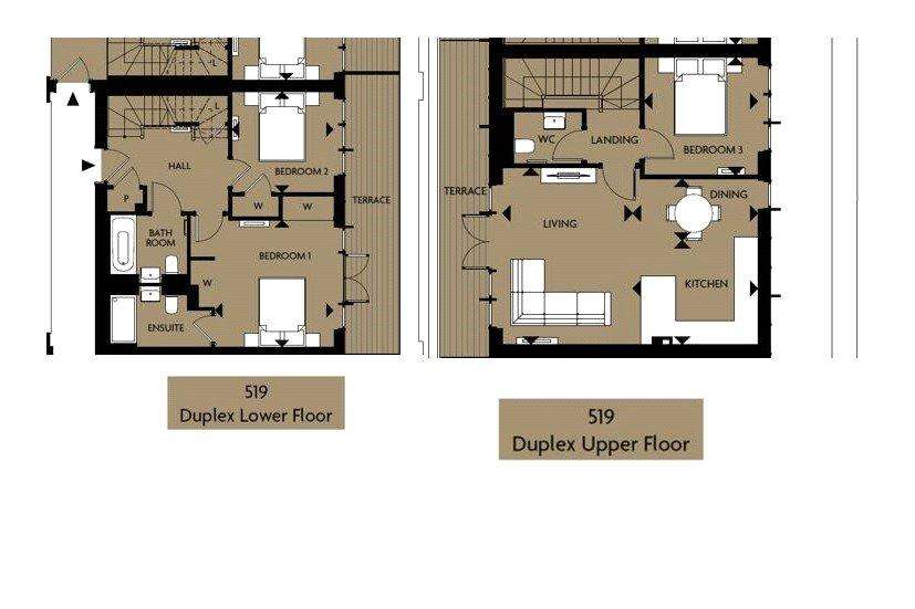 2 bedroom duplex apartment for sale - floorplan