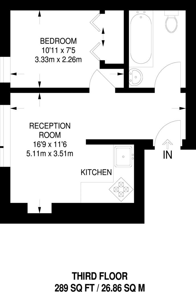 1 bedroom flat to rent - floorplan