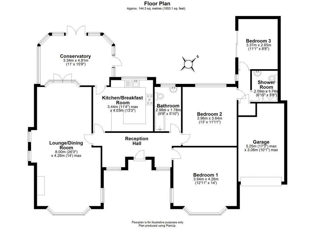 3 bedroom bungalow for sale - floorplan