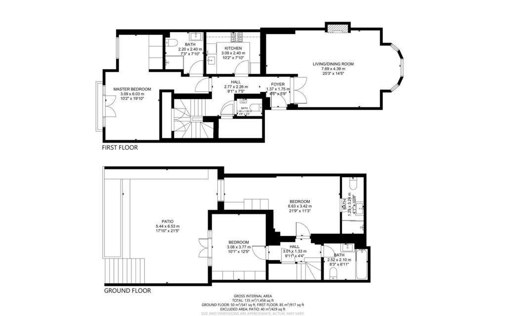 3 bedroom ground floor flat to rent - floorplan