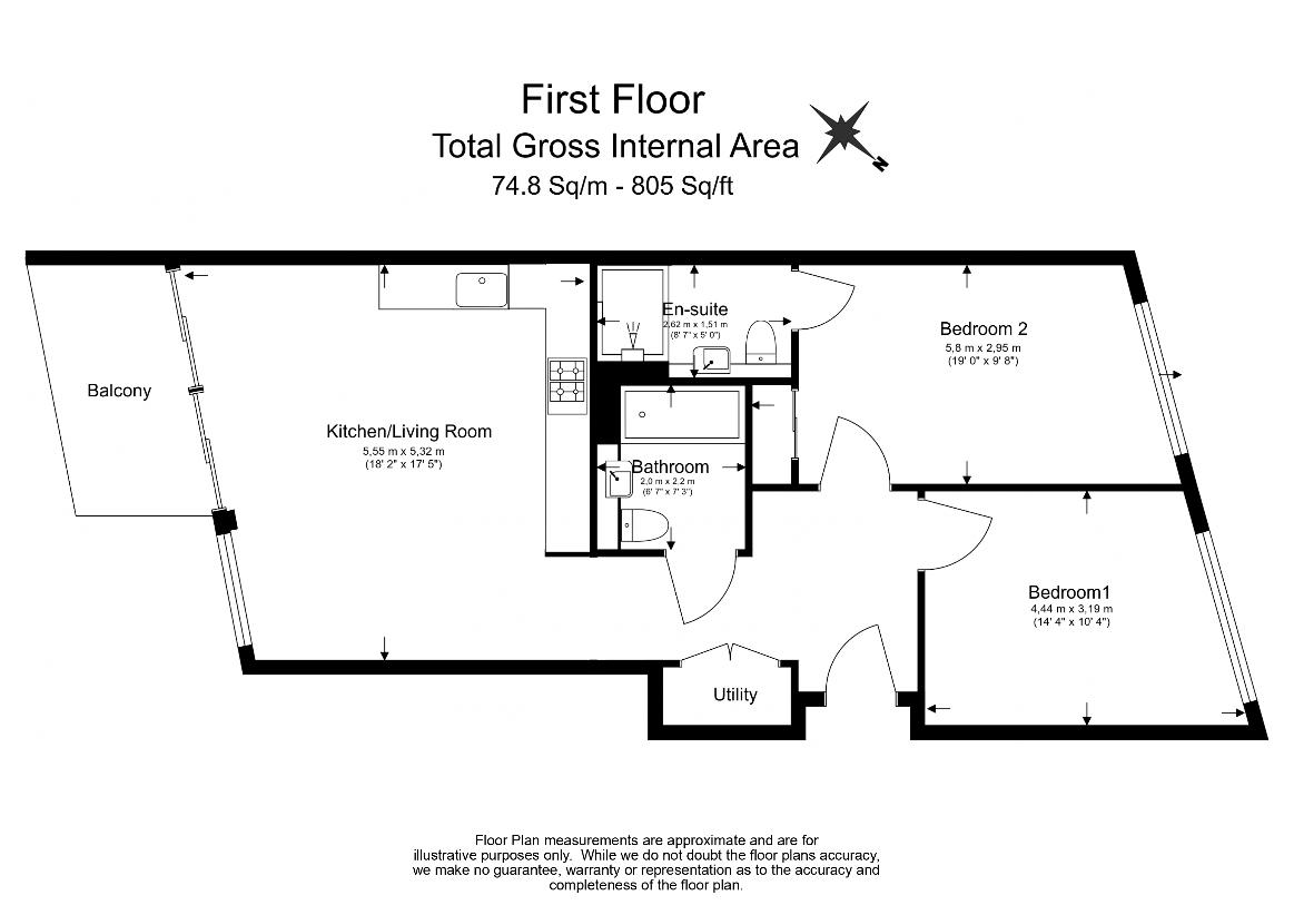 2 bedroom flat for sale - floorplan