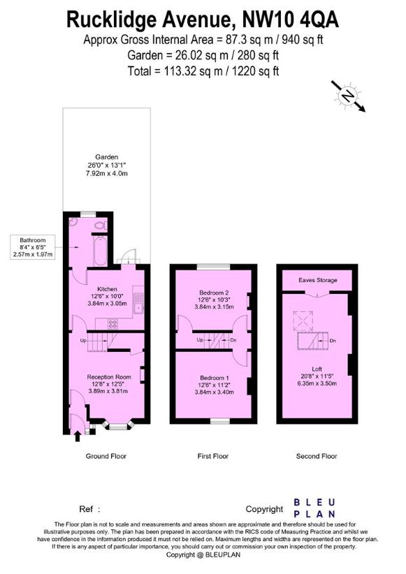 2 bedroom terraced house for sale - floorplan