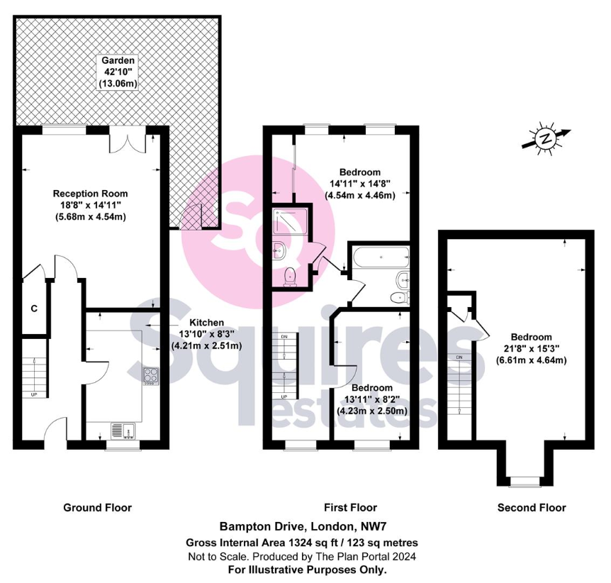 3 bedroom semi-detached house for sale - floorplan