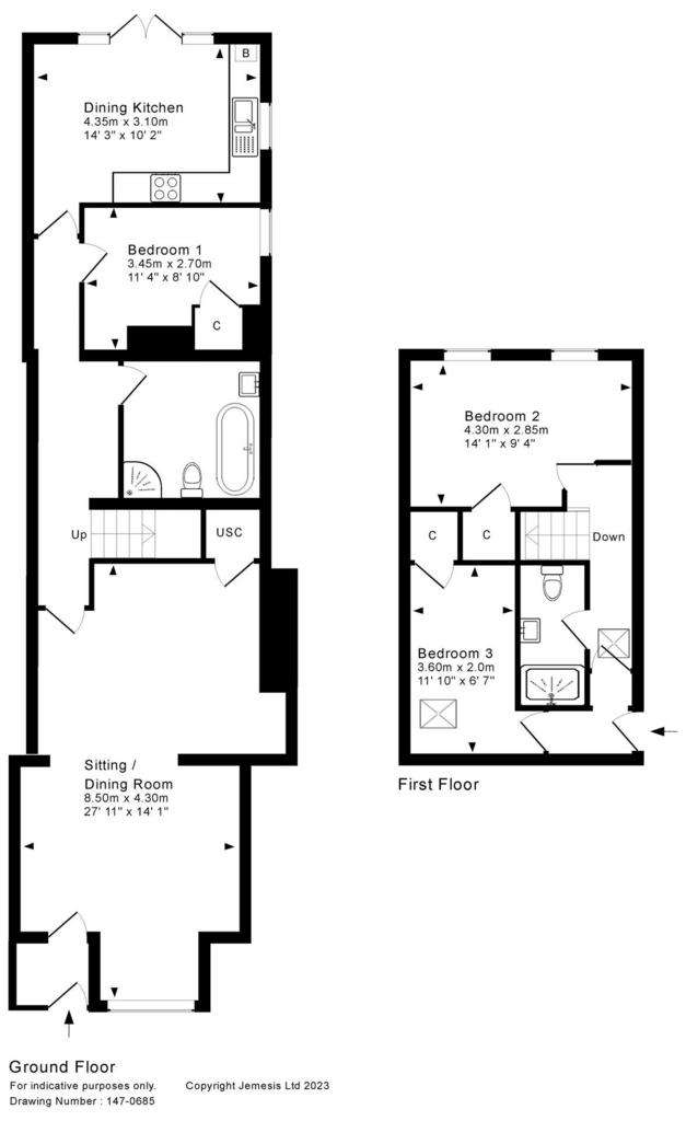 3 bedroom maisonette for sale - floorplan