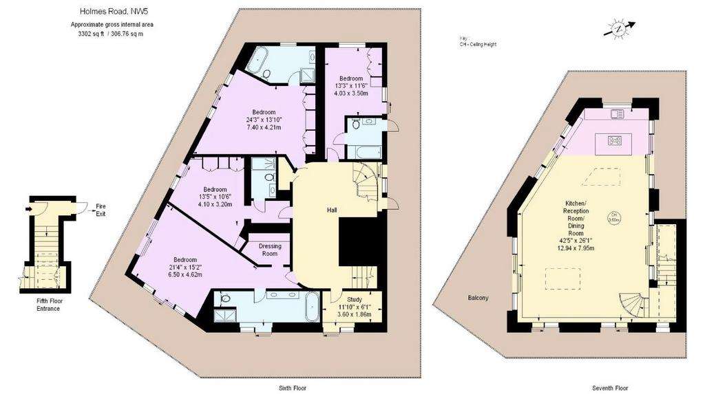 4 bedroom flat to rent - floorplan