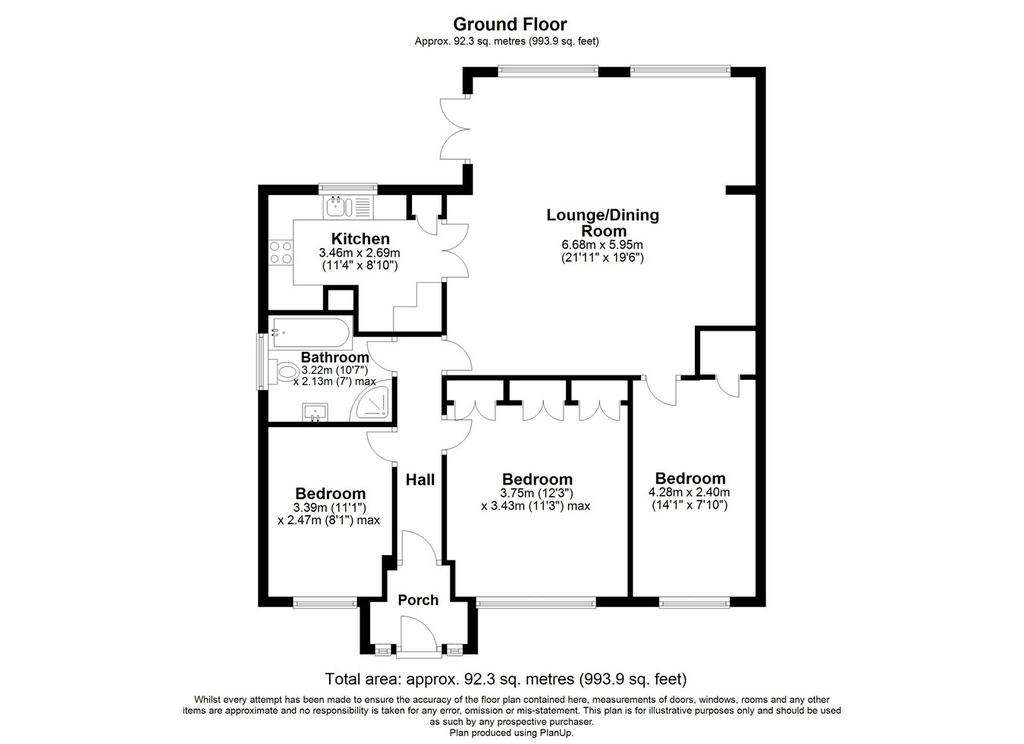 3 bedroom bungalow for sale - floorplan