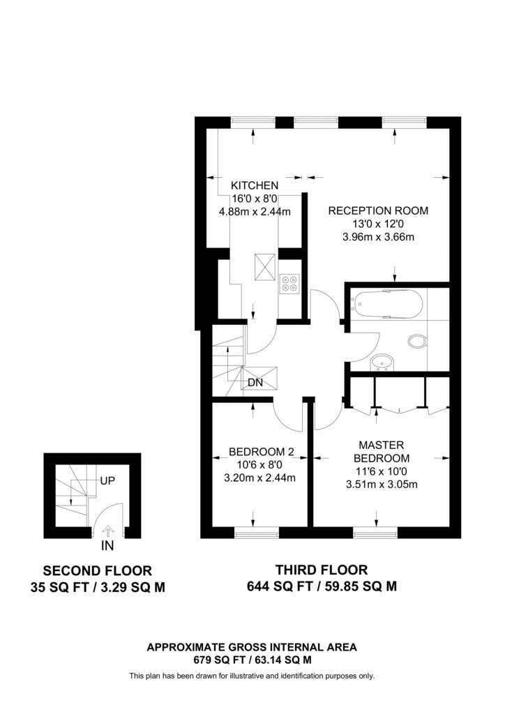 2 bedroom flat to rent - floorplan