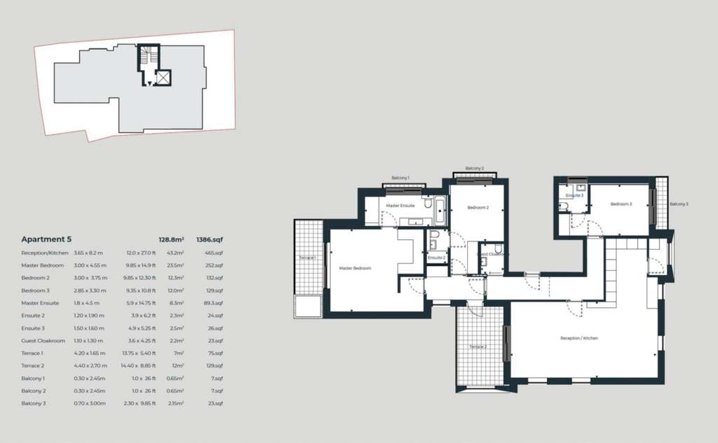 3 bedroom flat to rent - floorplan