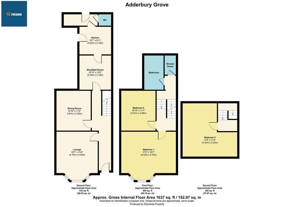 3 bedroom end of terrace house for sale - floorplan